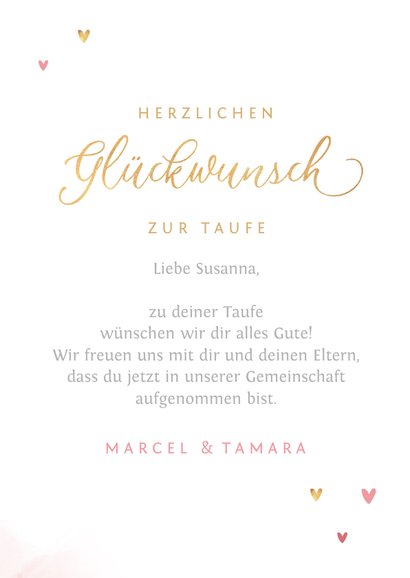 Karte rosa Glückwunsch Taufe Schreibschrift 3