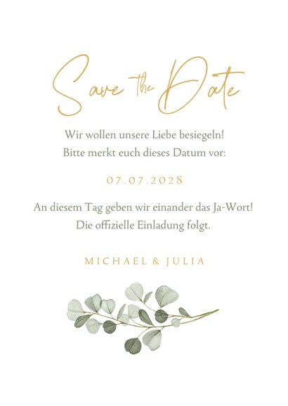 Karte Save-the-Date Hochzeit Aquarellzweige 3