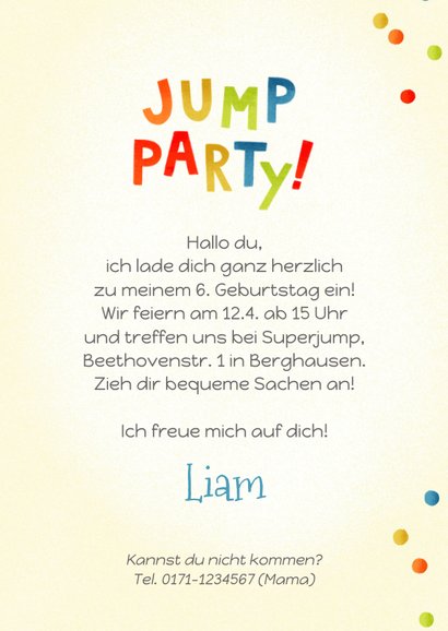 Kindergeburtstag Einladung Dinos auf Trampolin 6. Geburtstag 3