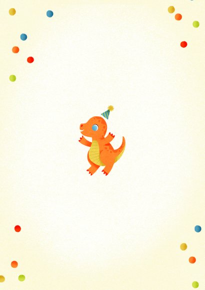 Kindergeburtstag Einladung Dinos auf Trampolin Rückseite