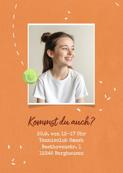 Kindergeburtstag Einladung Tennis mit Foto 2