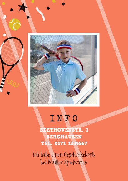 Kindergeburtstag Einladung Tennis spielen 9 Jahre 2