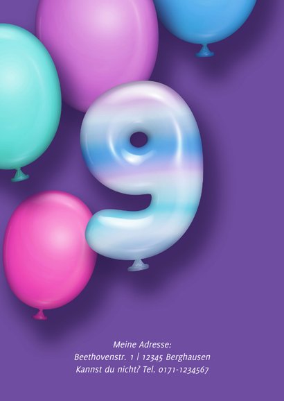 Kindergeburtstagseinladung Luftballon 9. Geburtstag 2