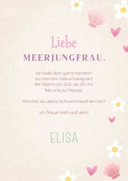 Kindergeburtstagskarte 6. Geburtstag Meerjungfrau-Katzen 3