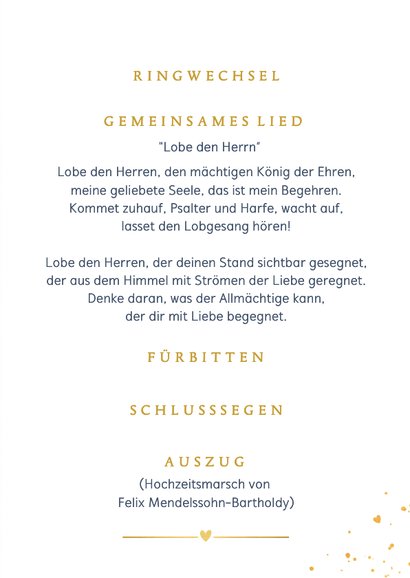 Kirchenheft Brautpaar Scherenschnitt gold 3