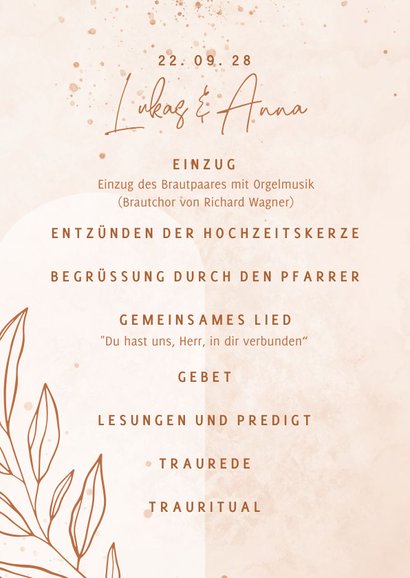 Kirchenheft Hochzeit rosé filigraner Zweig 2