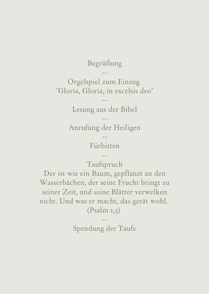 Kirchenheft Taufe Eukalyptus mit Foto und Rahmen 2