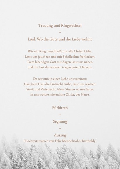 Kirchenheft Winterhochzeit Winterwald 3