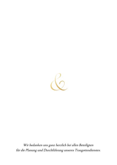 Kirchenheft zur Hochzeit Ampersand gold Rückseite