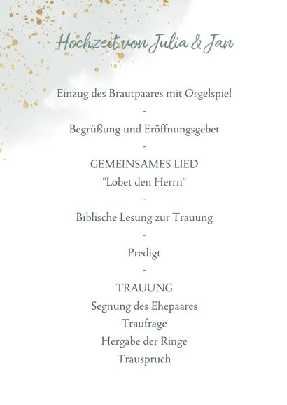 Kirchenheft zur Hochzeit Eukalyptus & Gold 2