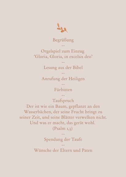Kirchenheft zur Taufe mit Foto, Tauben und Blumen 2