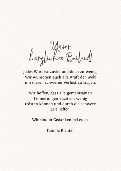Klassische Beileidskarte mit Rose 3