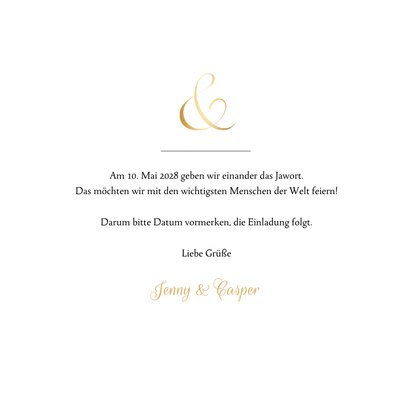 Klassische Save-our-Date-Karte Hochzeit gold Ampersand 3