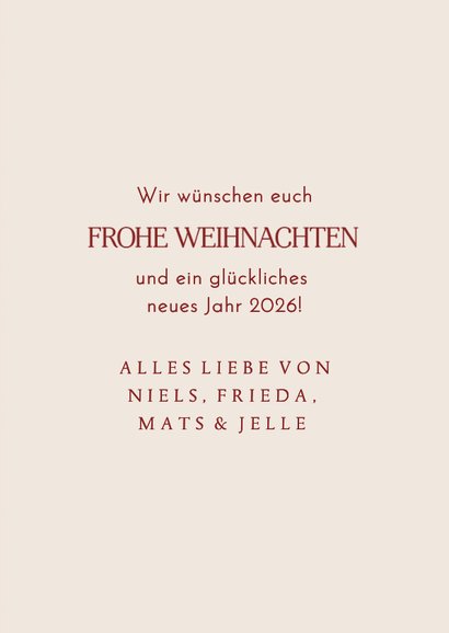 Klassische Weihnachtskarte Tartan dunkelrot mit Foto 3