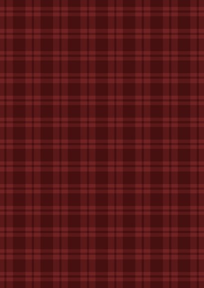 Klassische Weihnachtskarte Tartan dunkelrot mit Foto Rückseite