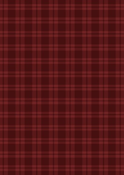 Klassische Weihnachtskarte Tartan dunkelrot mit Foto Rückseite