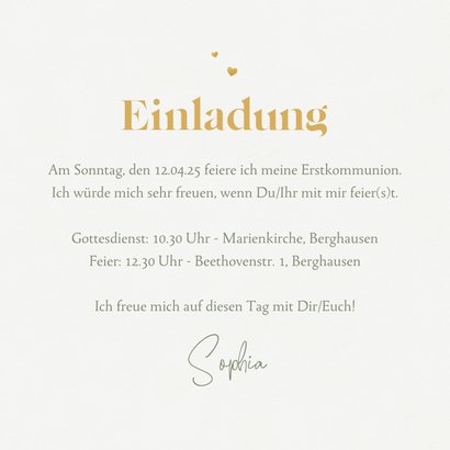 Kommunionseinladung Eukalyptus & Golddruck 3
