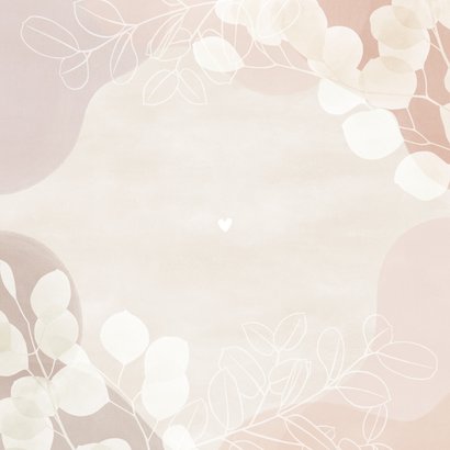 Kommunionskarte Blätter in rosa Pastell Rückseite