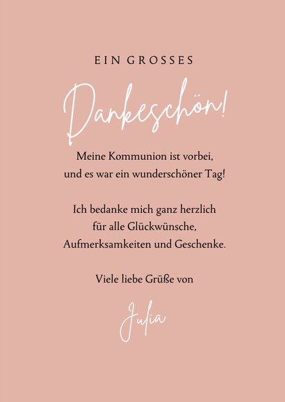 Kommunionskarte Danke Foto & Herzen 3