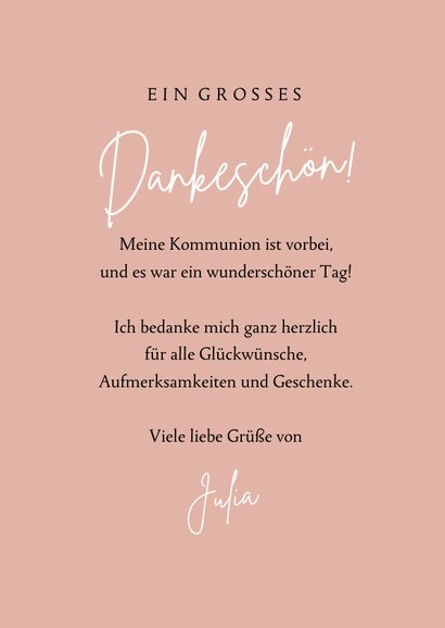Kommunionskarte Danke Foto & Herzen 3