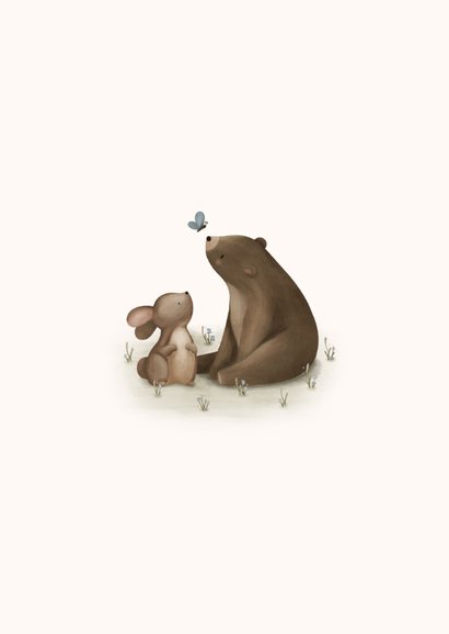 Kondolenzkarte mit Hase und Bär 2