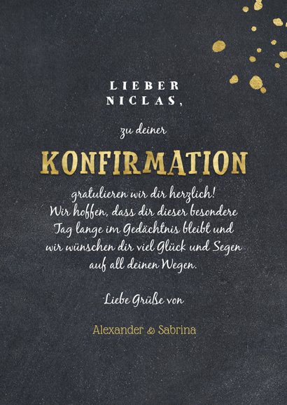 Konfirmation Glückwunschkarte Goldakzente 3