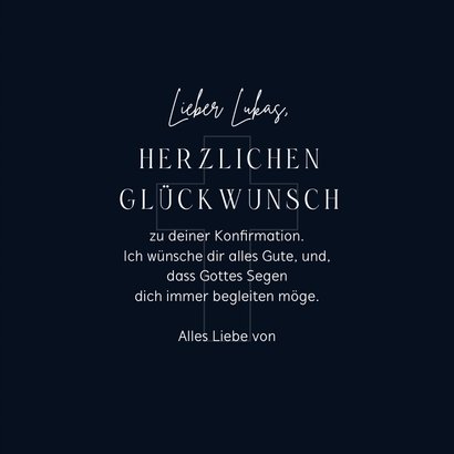 Konfirmation Glückwunschkarte Kreuz auf Dunkelblau 3