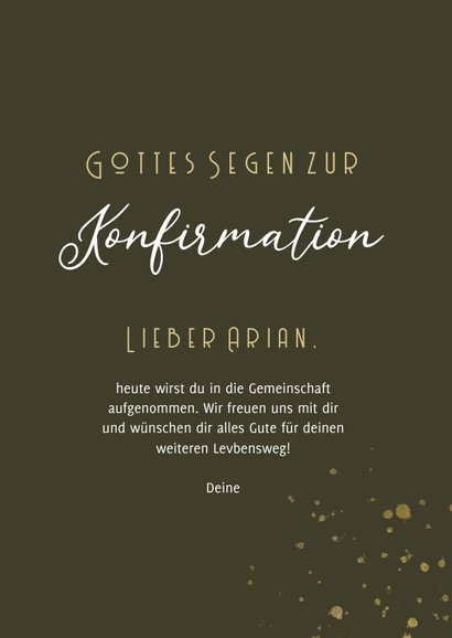 Konfirmation Glückwunschkarte Kreuz olivgrün 3