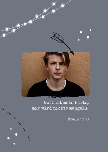 Konfirmationseinladung Foto & Scribbles grau 2