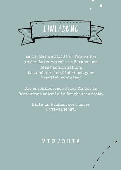 Konfirmationseinladung Foto & Scribbles grün 3