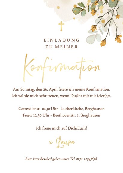 Konfirmationseinladung Wiesenblumen Aquarell 3