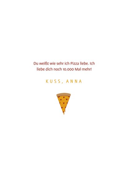 Liebeskarte Pizzastück mit Herzen 3