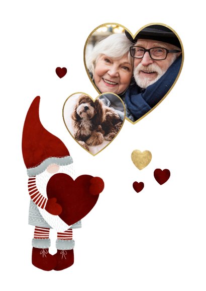 Liebevolle Weihnachtskarte Weihnachtsmann und Herzen 2