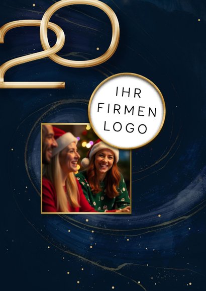 Logo-Weihnachtskarte Marmoroptik 2026 dunkelblau 2