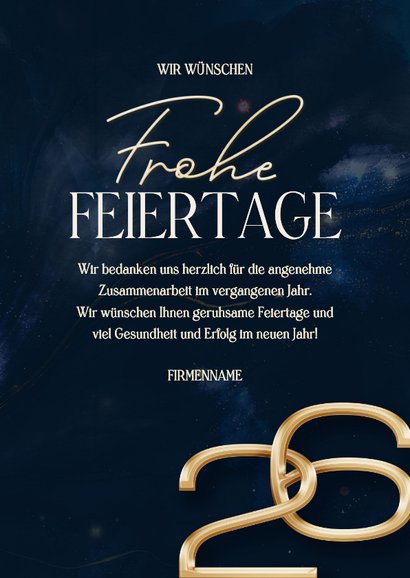 Logo-Weihnachtskarte Marmoroptik 2027 dunkelblau 3
