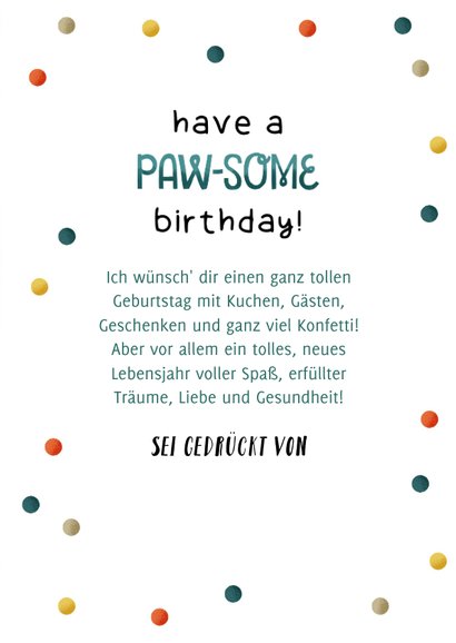 Lustige Hunde-Geburtstagskarte 'Pawsome birthday' 3