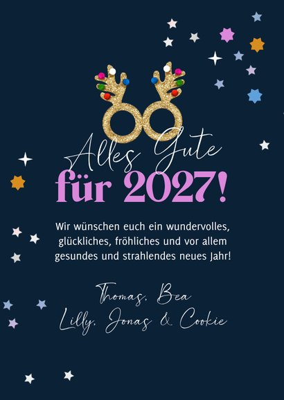 Lustige Neujahrsgrüße Foto, Brille & Sternchen 3
