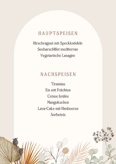 Menükarte Hochzeit Trockenblumen 3