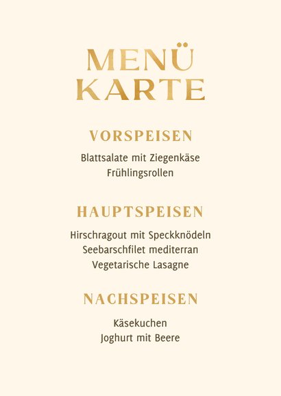 Menükarte Jugendweihe Fotokarte schlicht beige 3