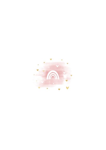 Menükarte rosa Aquarell Regenbogen & Herzen Rückseite
