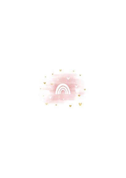 Menükarte rosa Aquarell Regenbogen & Herzen Rückseite