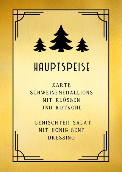 Menükarte Weihnachtsessen 'VIP-Ticket' Art Deco 3