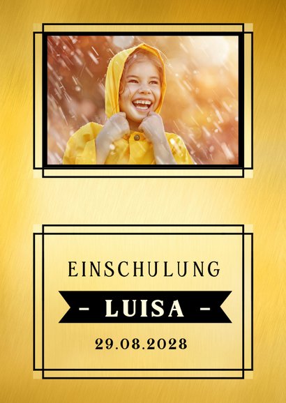 Menükarte zur Einschulungsfeier Goldlook 2