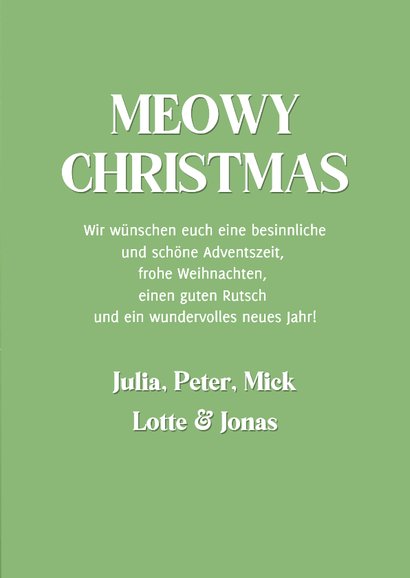 Meowy Christmas Weihnachtskarte Katze mit Geweih lustig 3