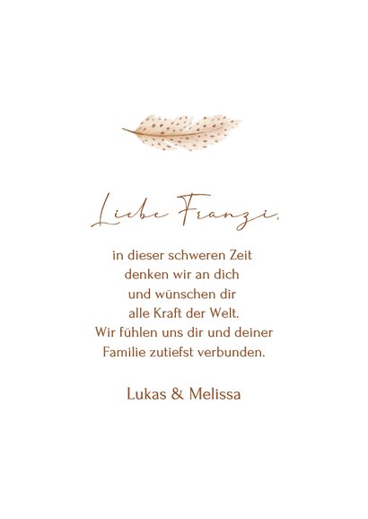 Minimalistische Beileidskarte Federn 'Stille' 3