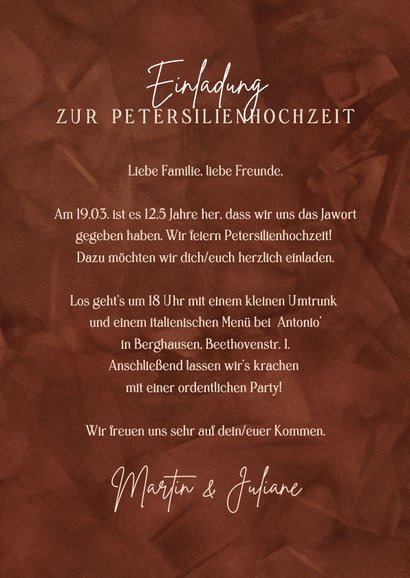 Moderne Einladung zur Petersilienhochzeit 3