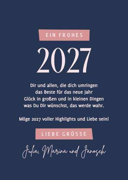 Moderne Neujahrskarte 2027 Mond & Feuerwerk 3