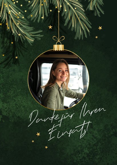 Moderne Weihnachtskarte 2025 Danke Tannenzweige 2