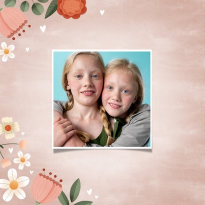 Muttertagskarte Bonusmama mit Blumenkranz & Herzchen 2
