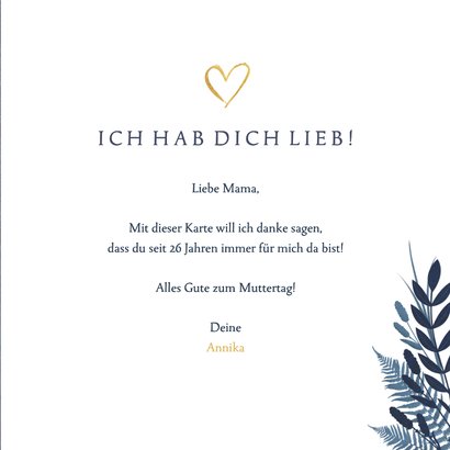 Muttertagskarte botanisch mit Jahreszahlen und Fotos 3